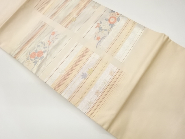 JAPANESE KIMONO / FLOWER PATTERN WEAVING COLORED PAPER NAGOYA OBI